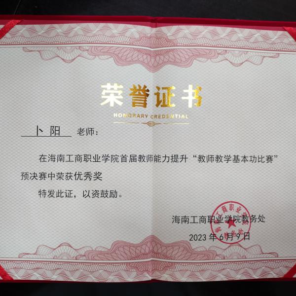 2023年教师教学基本功比赛 优秀奖