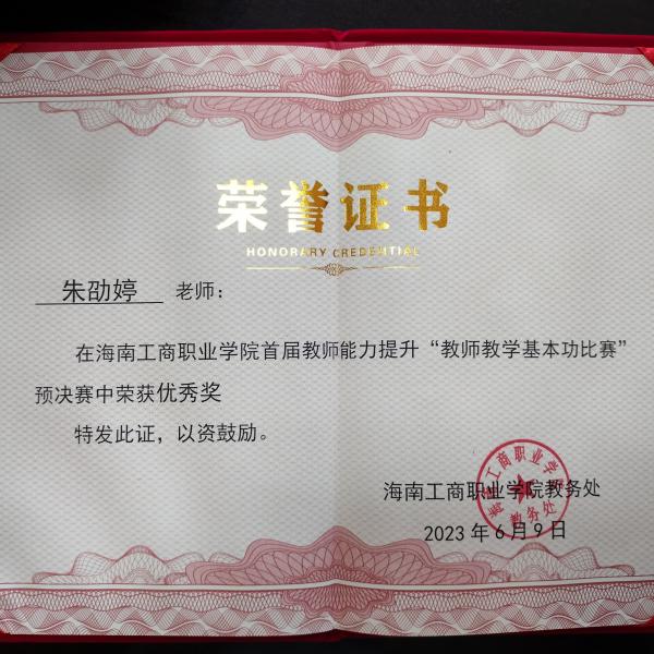 2023年教师教学基本功比赛 优秀奖